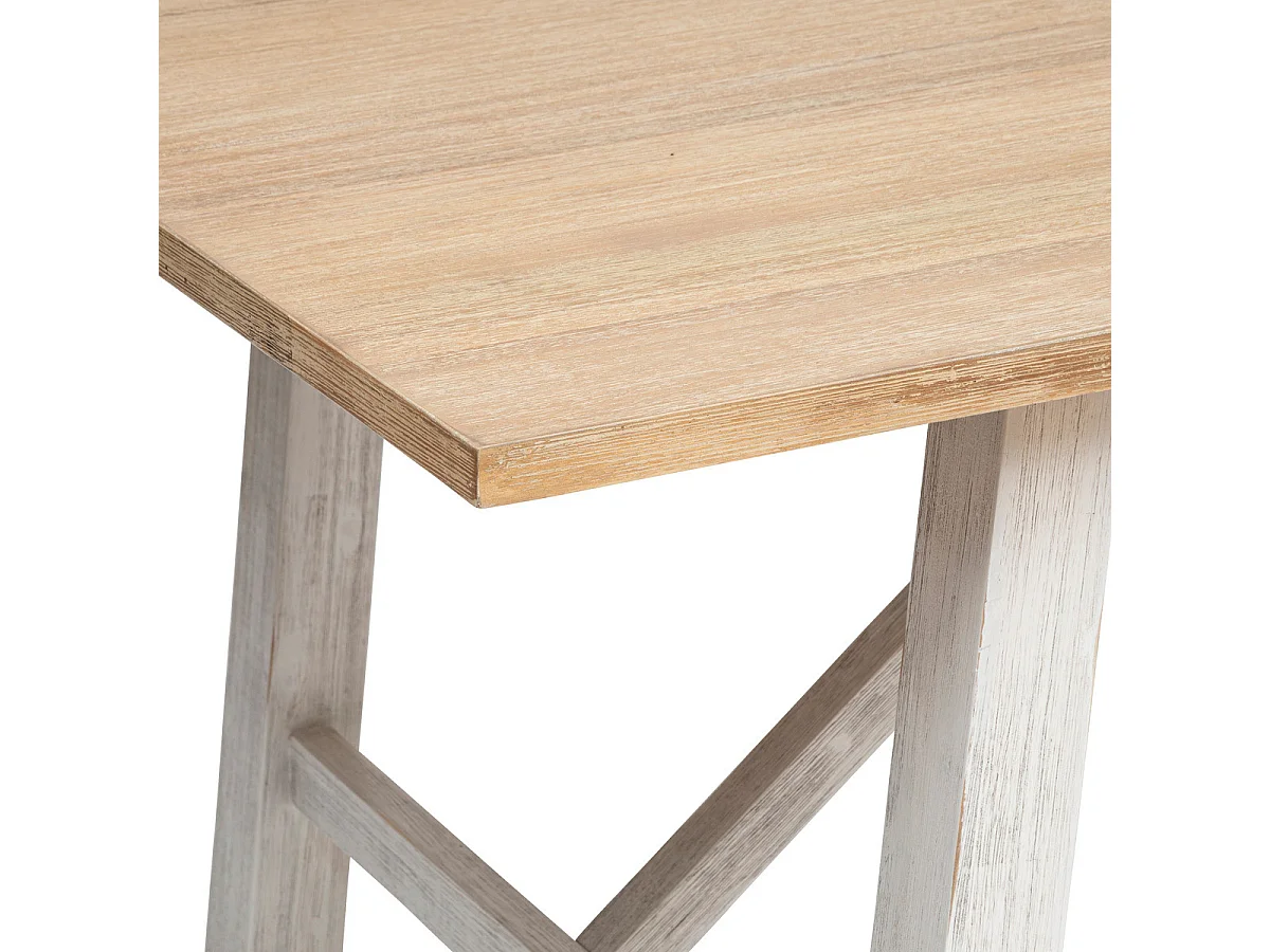Table à manger en bois d'acacia et MDF coloris  Blanc, naturel