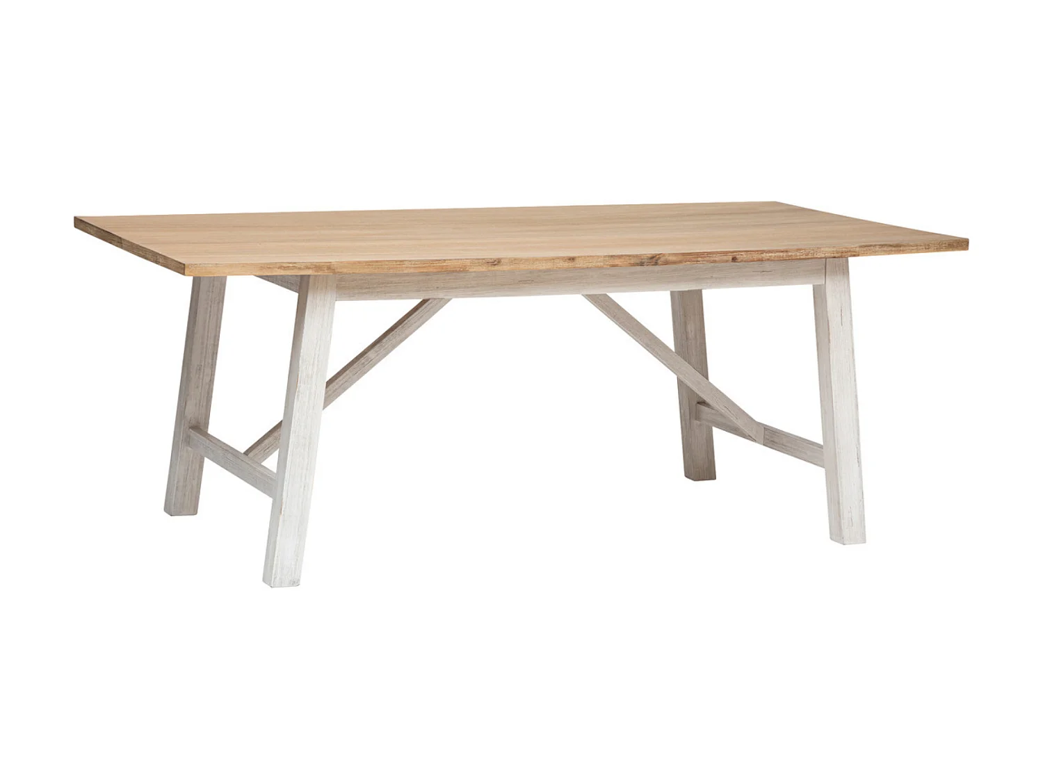 Table à manger en bois d'acacia et MDF coloris  Blanc, naturel