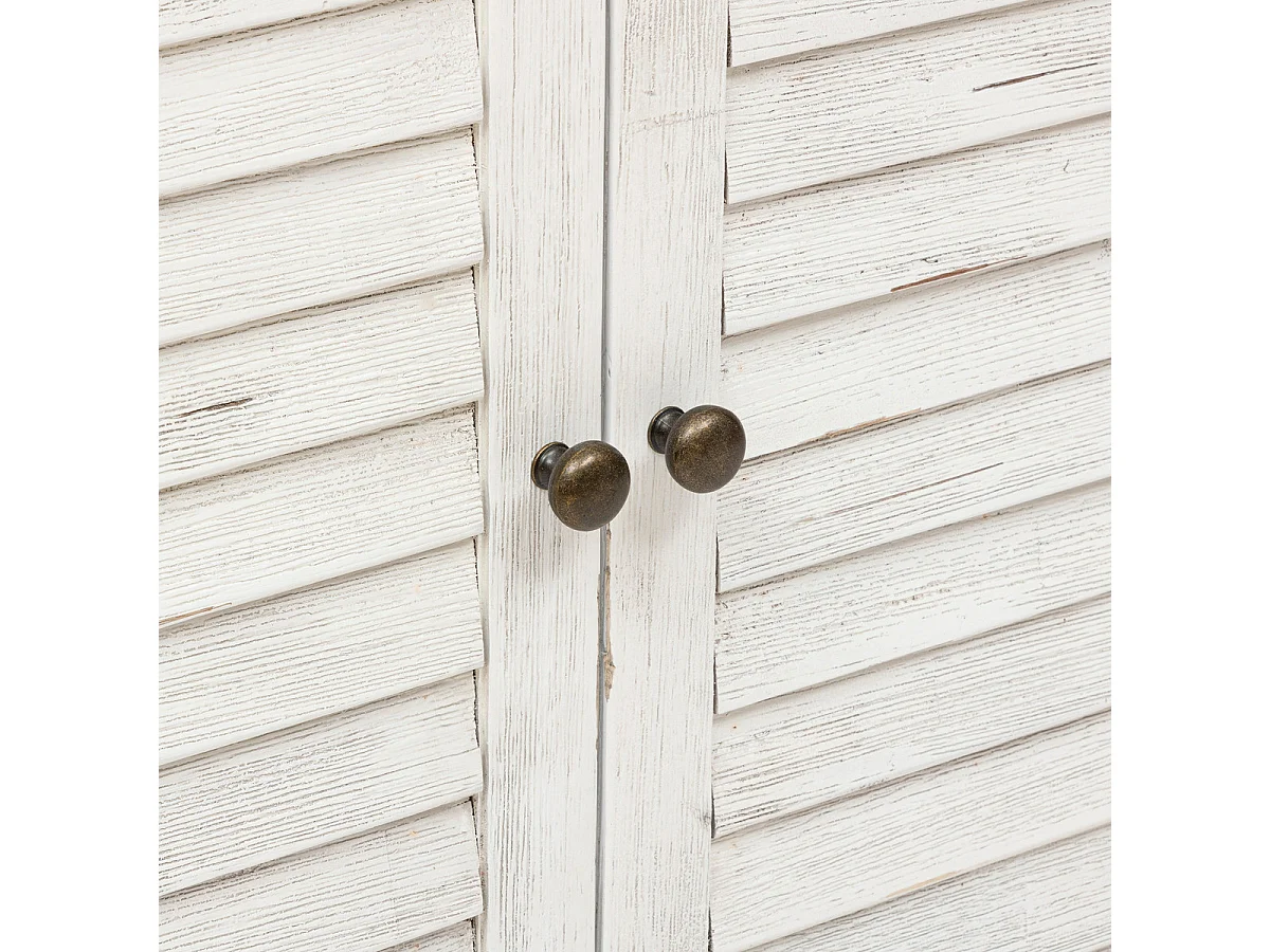 Buffet, meuble de rangement avec 2 portes coloris Blanc - L. 110  x P. 45  x H. 80,5   cm