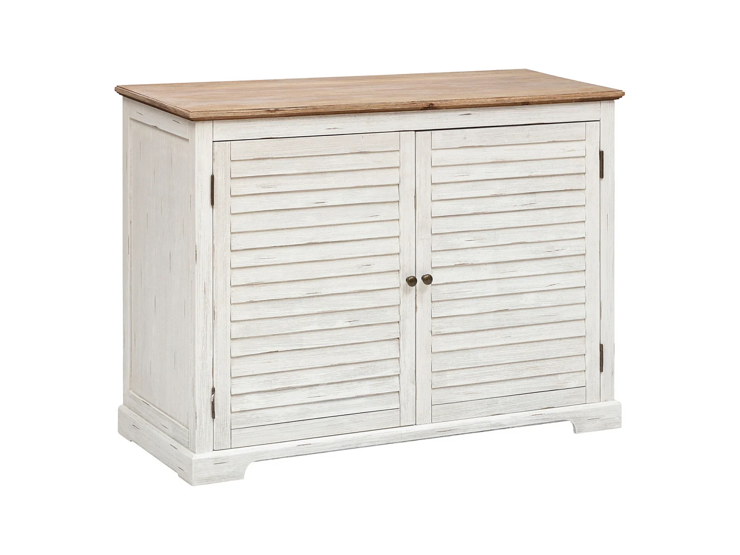 Buffet, meuble de rangement avec 2 portes coloris Blanc - L. 110  x P. 45  x H. 80,5   cm