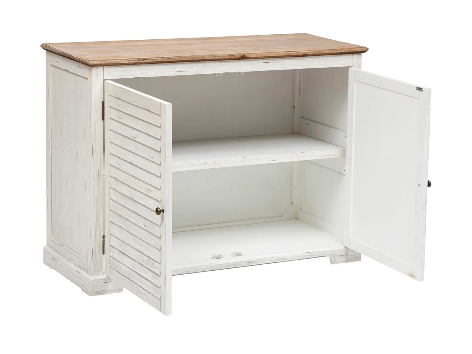 Buffet, meuble de rangement avec 2 portes coloris Blanc - L. 110  x P. 45  x H. 80,5   cm