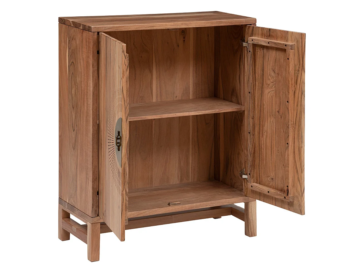 Buffet haut avec 2 portes en bois coloris naturel - L.  80 x P. 35  x H. 101,5  cm