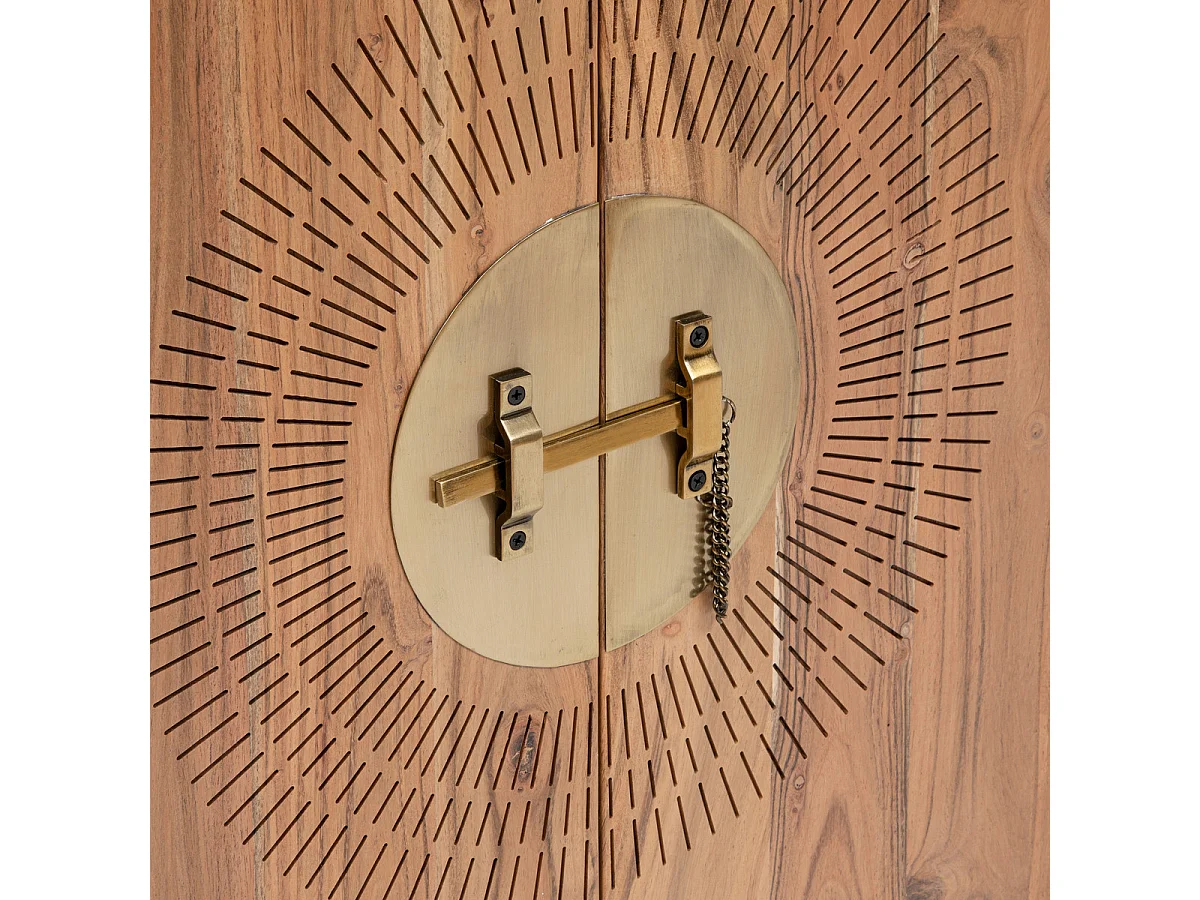 Buffet haut avec 2 portes en bois coloris naturel - L.  80 x P. 35  x H. 101,5  cm