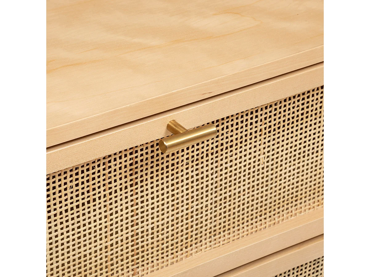 Commode, meuble de rangement en bois MDF coloris beige - L. 120 x P. 40  x H. 74,5  cm