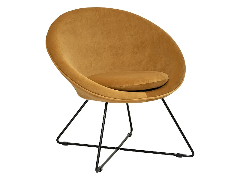 Fauteuil en velours coloris Ocre - longueur 76  x Profondeur 67 x Hauteur 73  cm