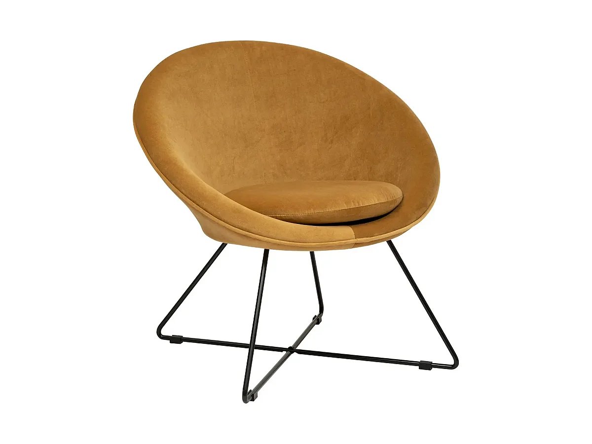 Fauteuil en velours coloris Ocre - longueur 76  x Profondeur 67 x Hauteur 73  cm