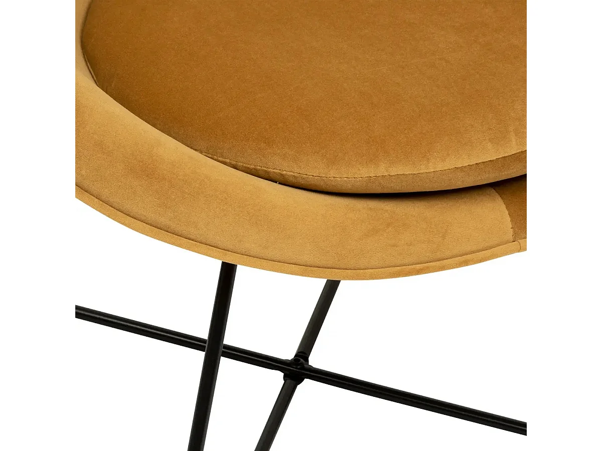 Fauteuil en velours coloris Ocre - longueur 76  x Profondeur 67 x Hauteur 73  cm