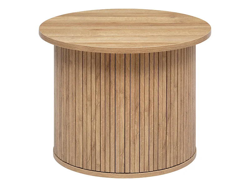 Table à café ronde en placage effet bois coloris naturel - diamètre  60 x Hauteur 45 cm