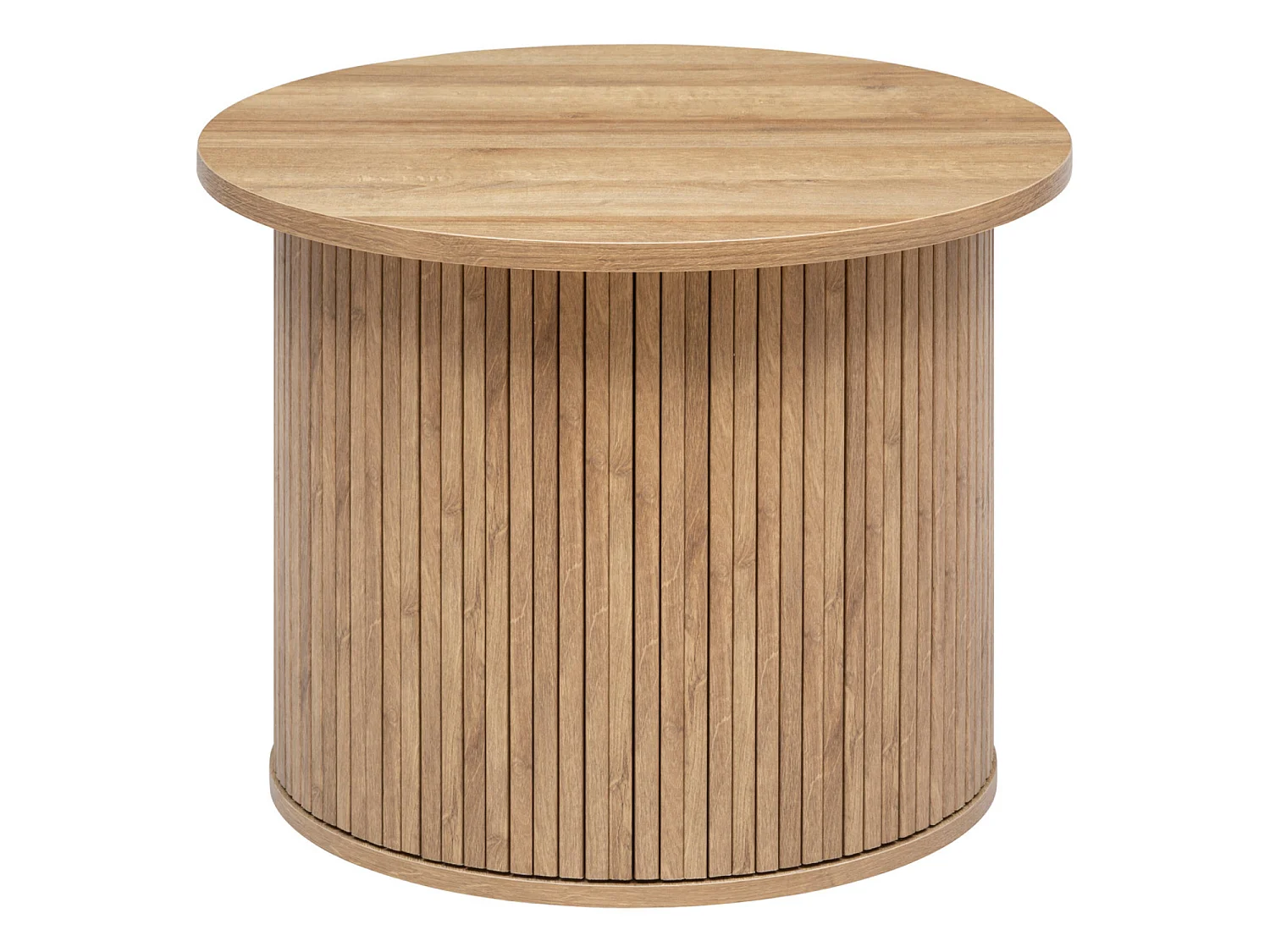 Table à café ronde en placage effet bois coloris naturel - diamètre  60 x Hauteur 45 cm
