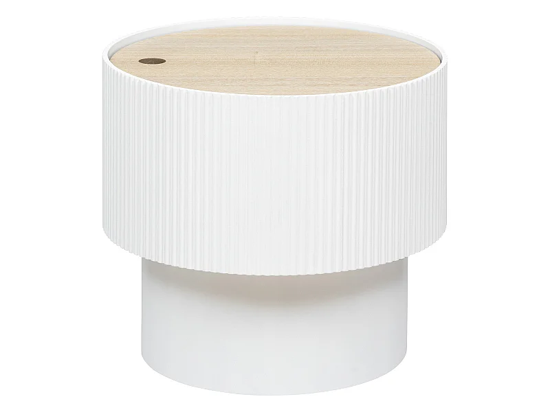 Table basse ronde en MDF coloris blanc  - diamètre 38,5   x Hauteur 35  cm