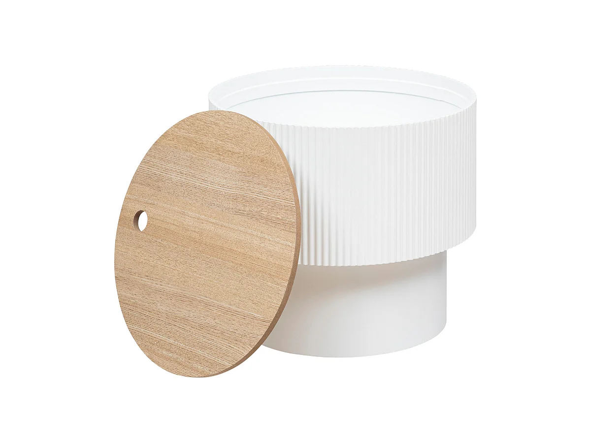 Table basse ronde en MDF coloris blanc  - diamètre 38,5   x Hauteur 35  cm