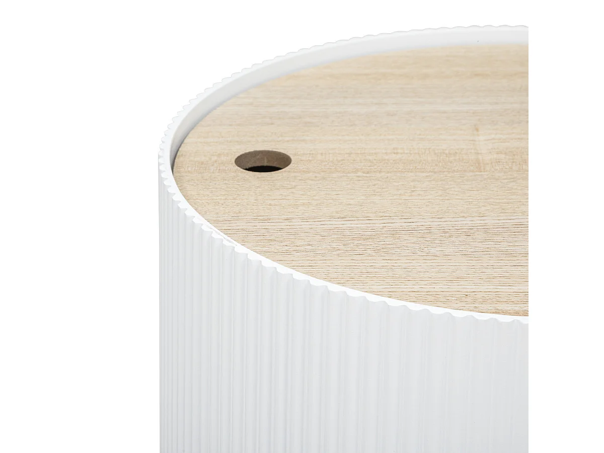 Table basse ronde en MDF coloris blanc  - diamètre 38,5   x Hauteur 35  cm