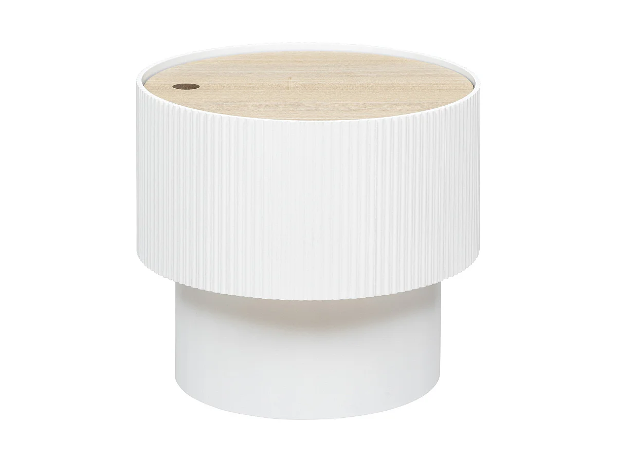 Table basse ronde en MDF coloris blanc  - diamètre 38,5   x Hauteur 35  cm
