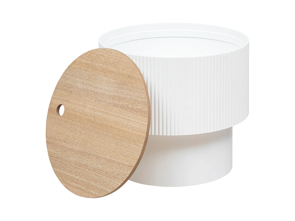 Table basse ronde en MDF coloris blanc  - diamètre 38,5   x Hauteur 35  cm