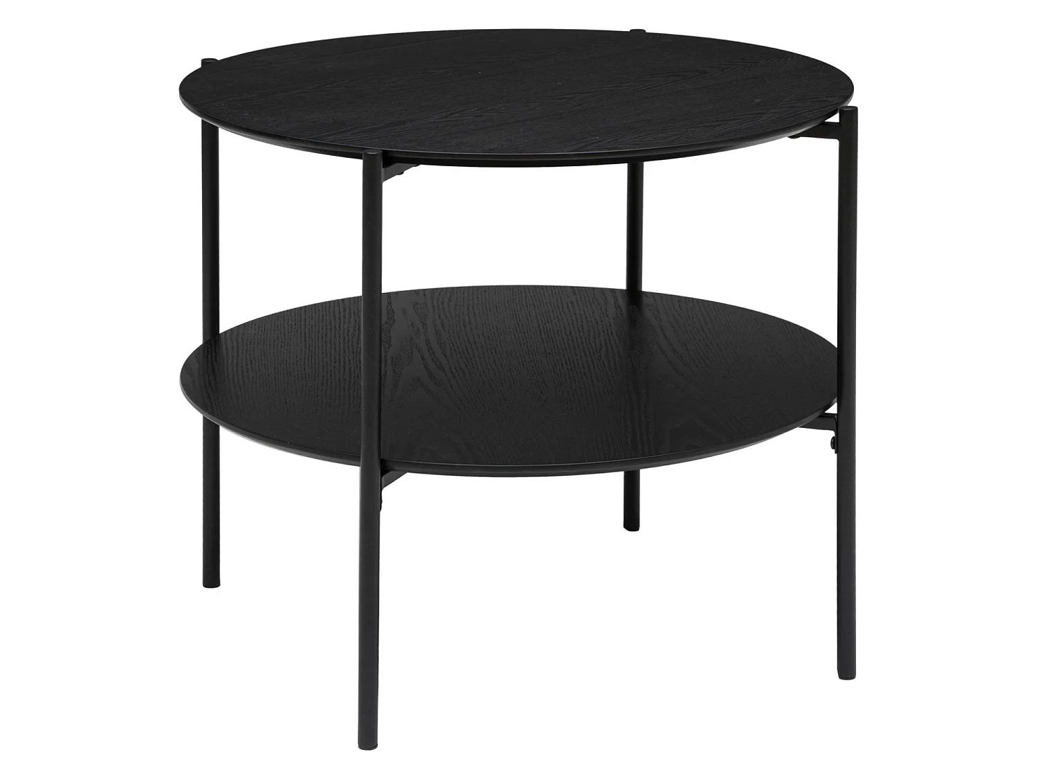Table basse ronde en bois  et métal coloris noir  - diamètre 63,20 x Hauteur 52  cm