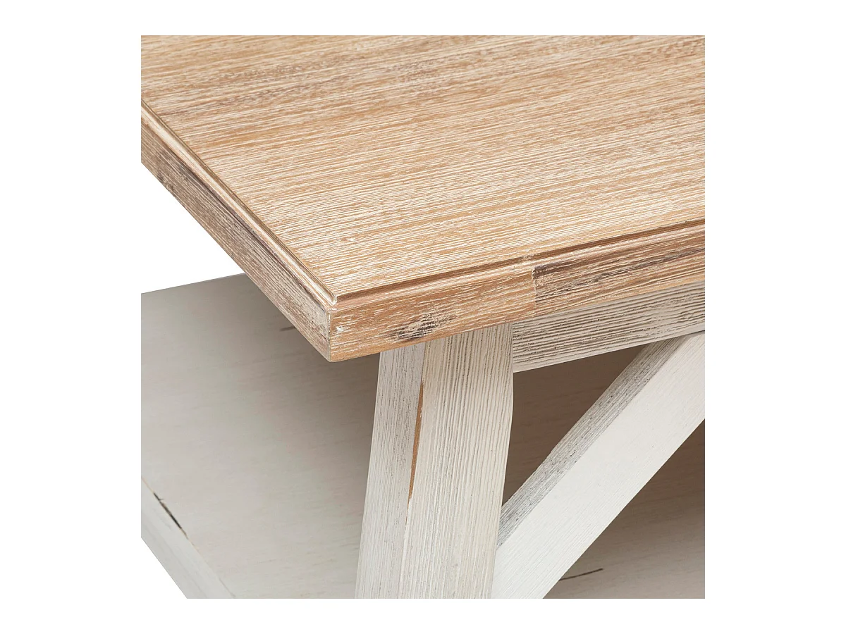 Table basse en bois d'acacia et MDF coloris blanc - L. 120  x P. 70  x H. 44,5  cm