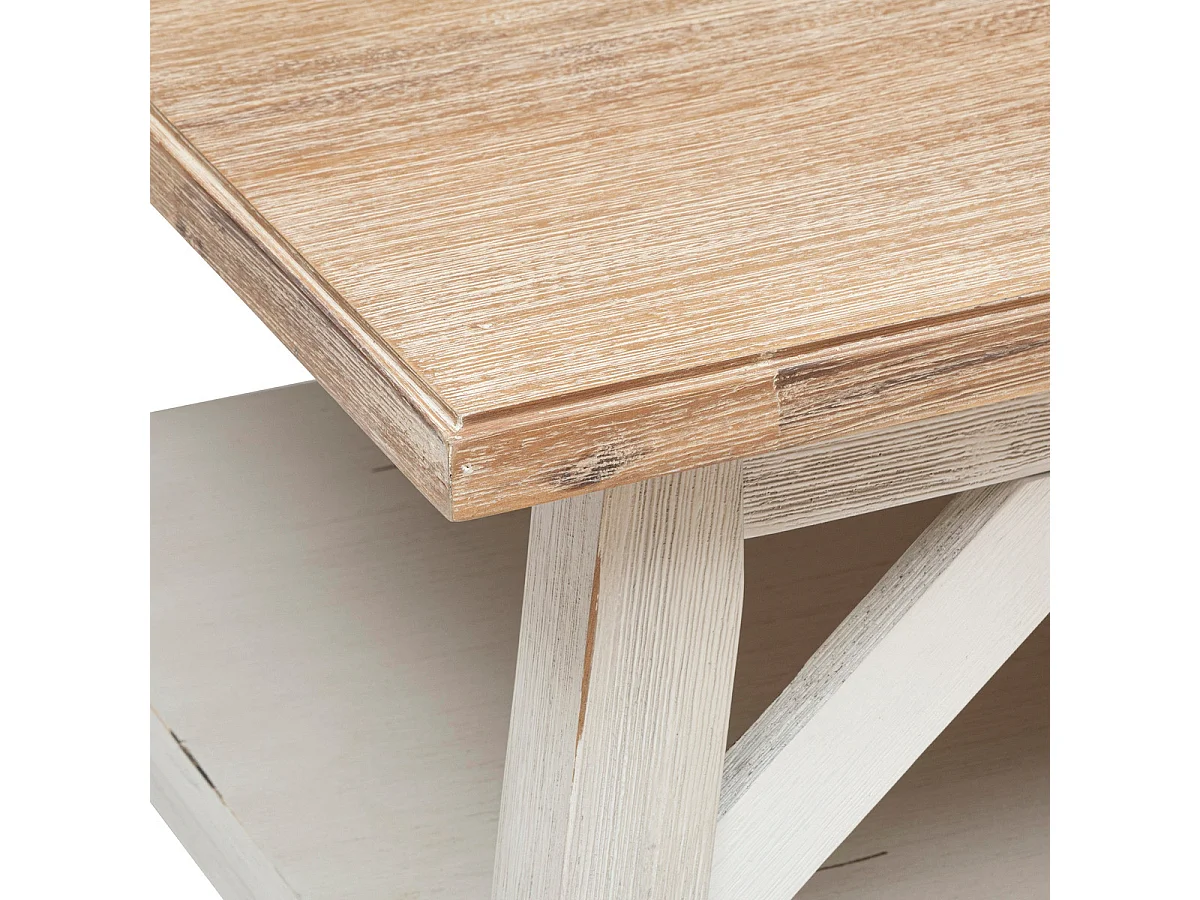 Table basse en bois d'acacia et MDF coloris blanc - L. 120  x P. 70  x H. 44,5  cm