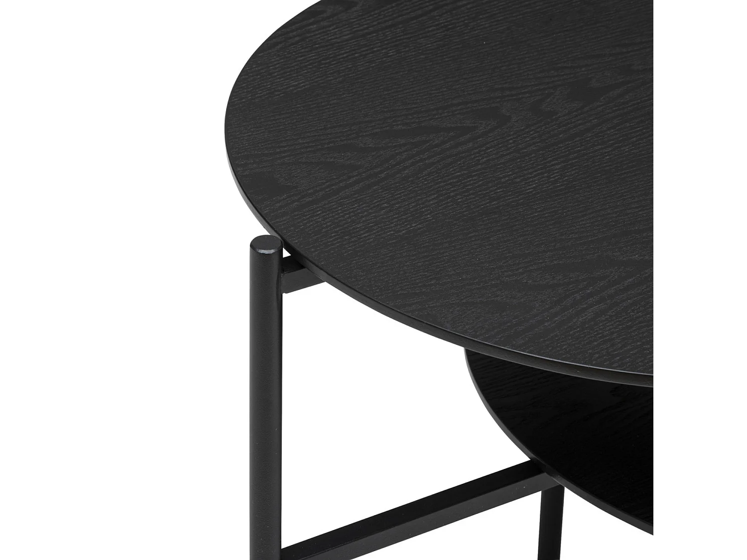 Table basse avec  2 niveaux en métal et bois coloris  noir - L. 118 x P. 43,2  x H. 48  cm