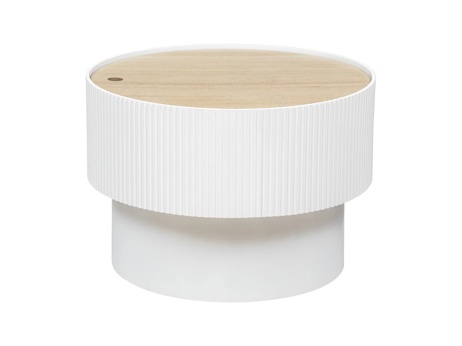 Table basse ronde avec couvercle en bois MDF coloris blanc - diamètre 55  x Hauteur 38  cm