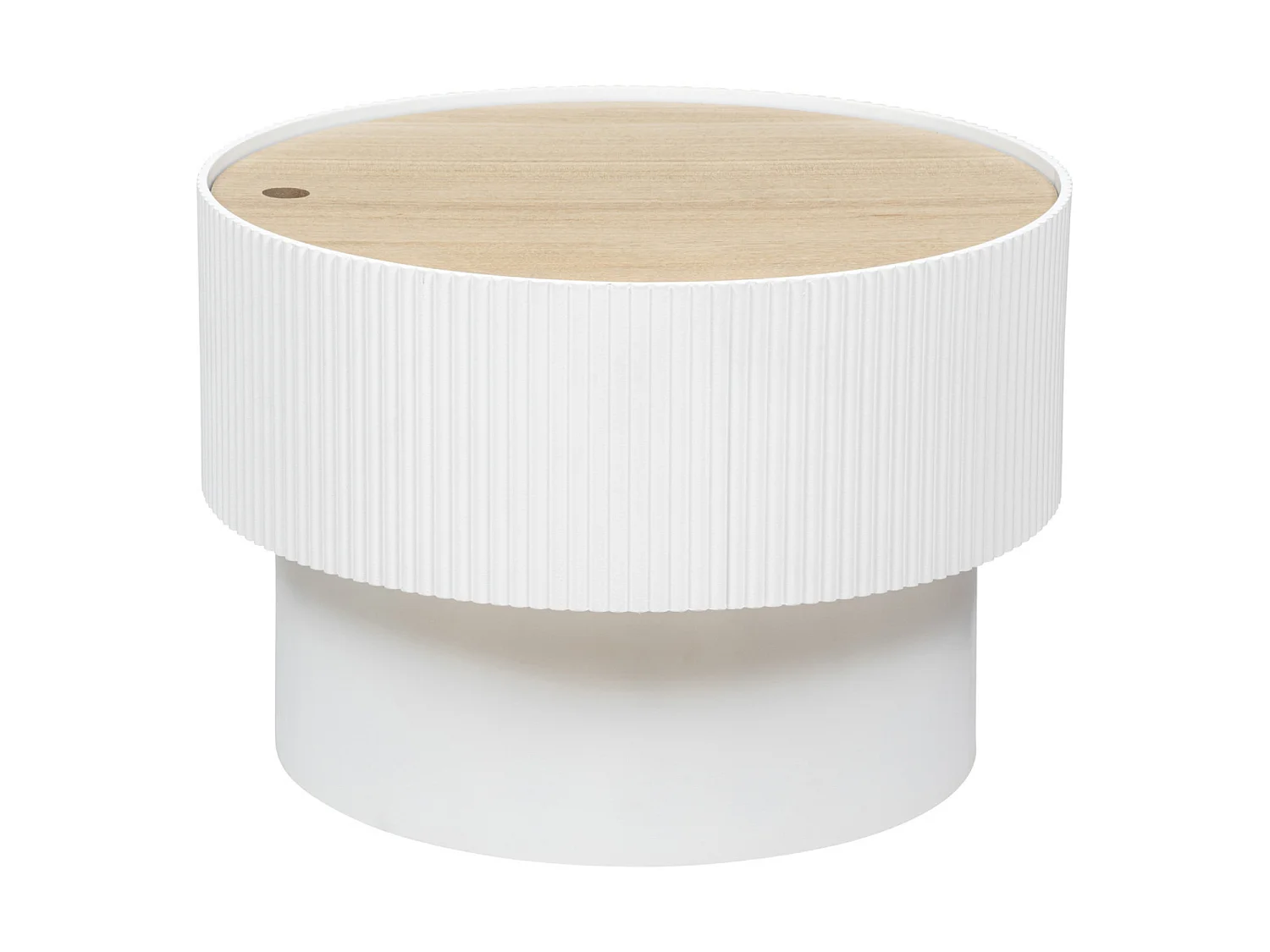 Table basse ronde avec couvercle en bois MDF coloris blanc - diamètre 55  x Hauteur 38  cm