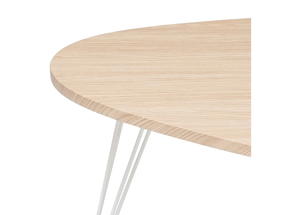 Table basse en bois coloris chêne clair et métal blanc - L.  97  x P. 65 x H.  50 cm