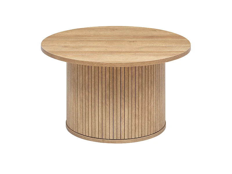 Table basse ronde en bois MDF coloris naturel   - diamètre 70 x hauteur 40 cm