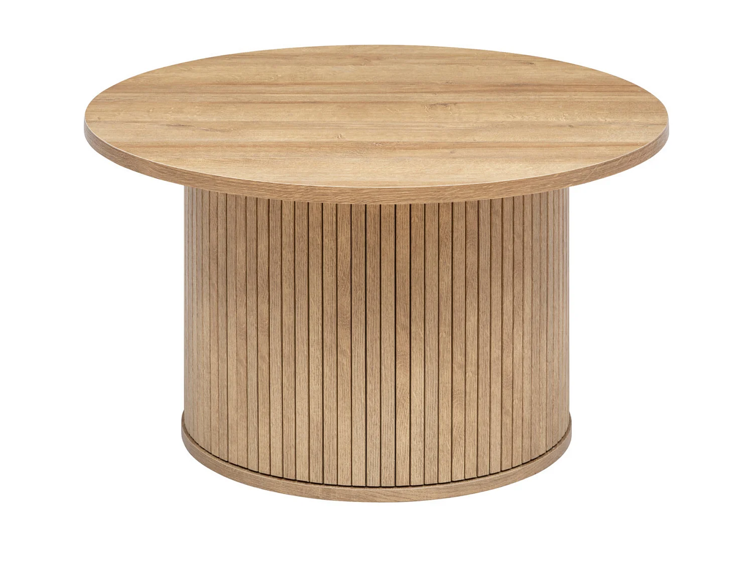 Table basse ronde en bois MDF coloris naturel   - diamètre 70 x hauteur 40 cm