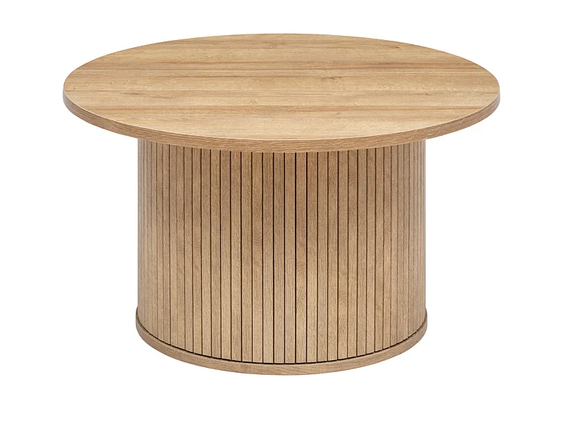 Table basse ronde en bois MDF coloris naturel   - diamètre 70 x hauteur 40 cm