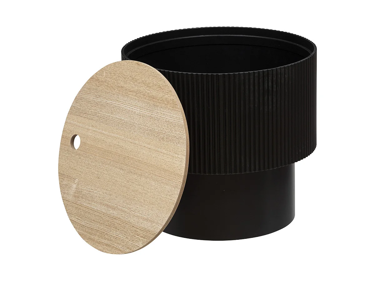 Table basse ronde en MDF coloris noir  - diamètre 38,5   x Hauteur 35  cm