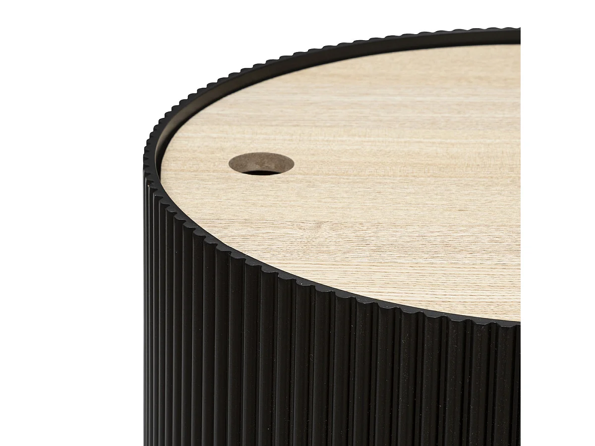 Table basse ronde en MDF coloris noir  - diamètre 38,5   x Hauteur 35  cm