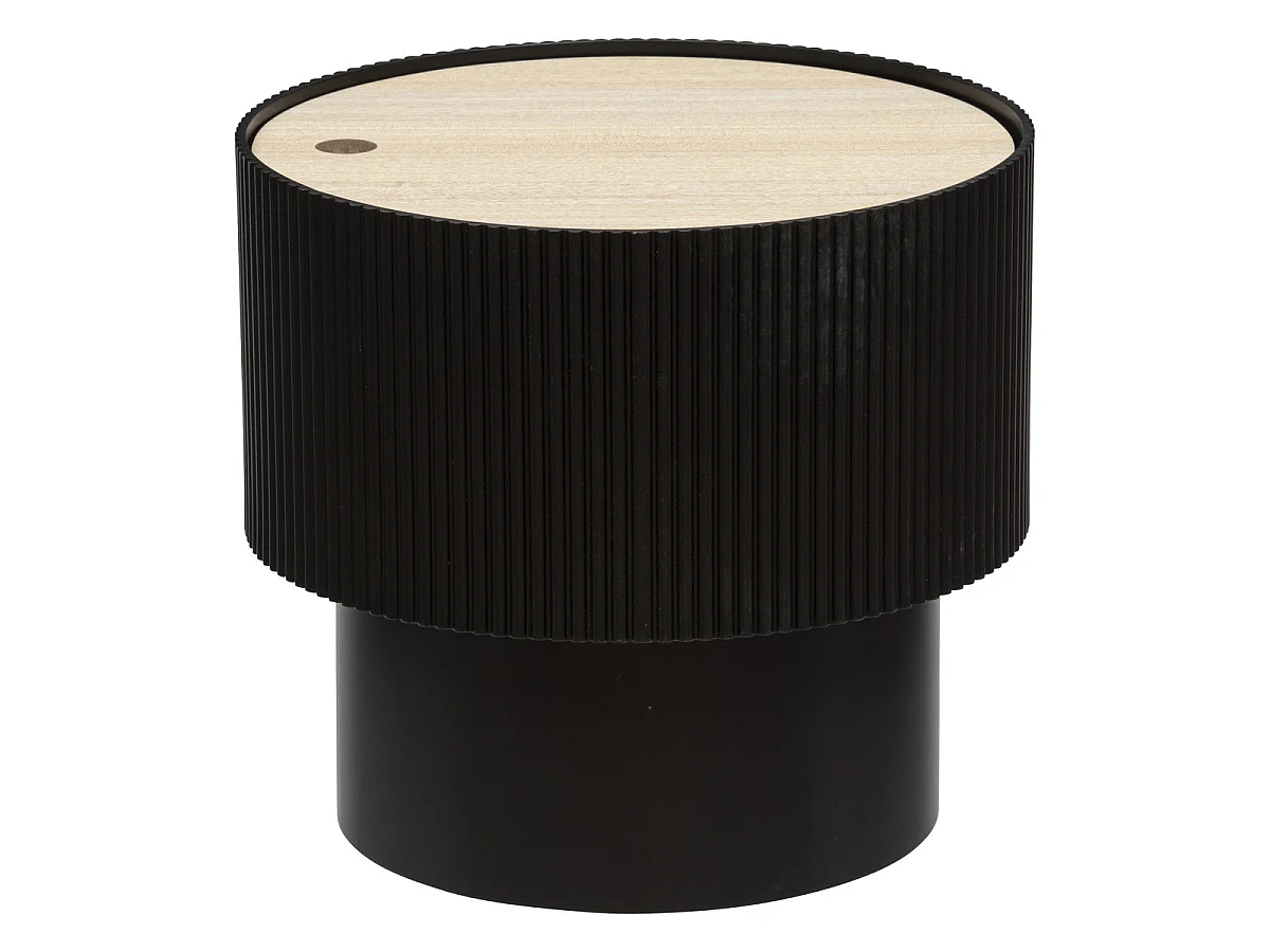 Table basse ronde en MDF coloris noir  - diamètre 38,5   x Hauteur 35  cm
