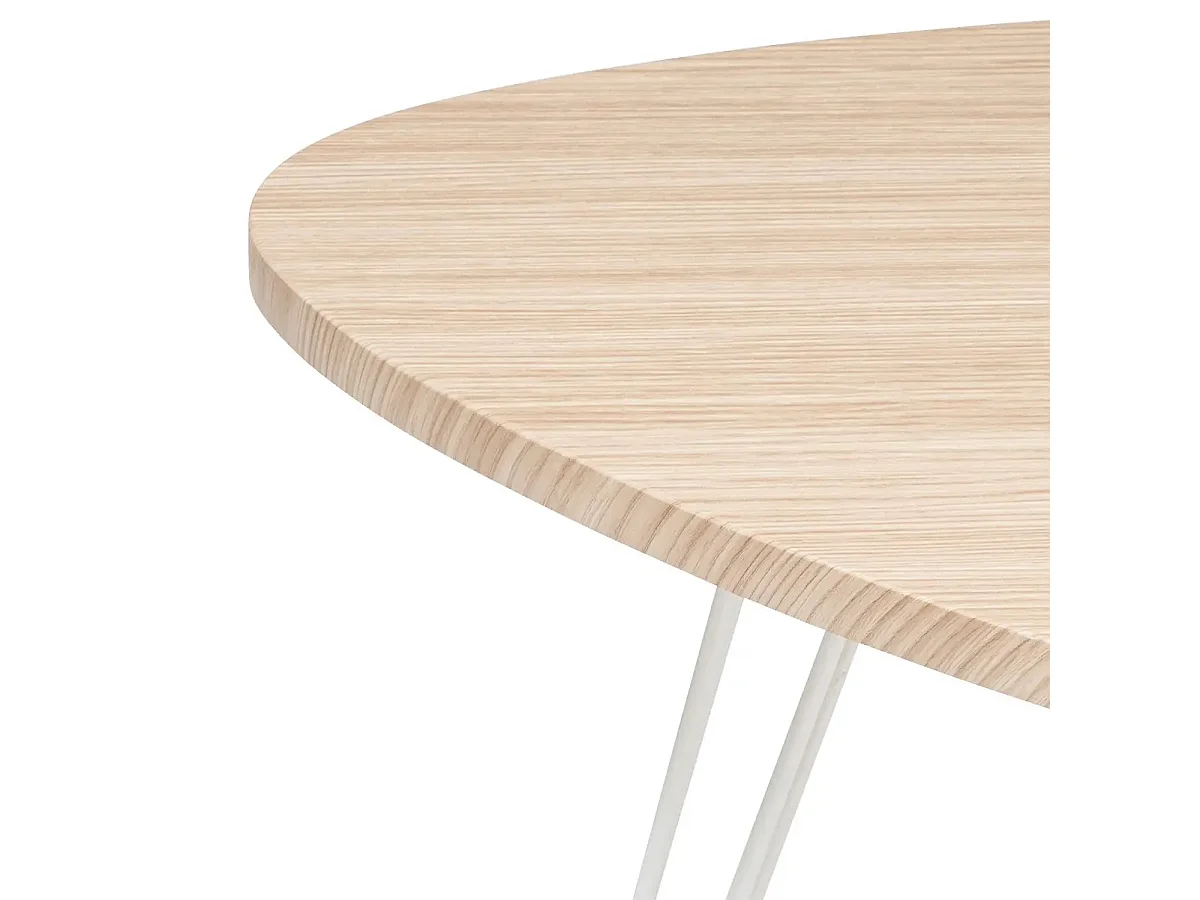 Table basse en bois coloris chêne clair et métal blanc  - L. 69  x P. 54 x H. 60  cm