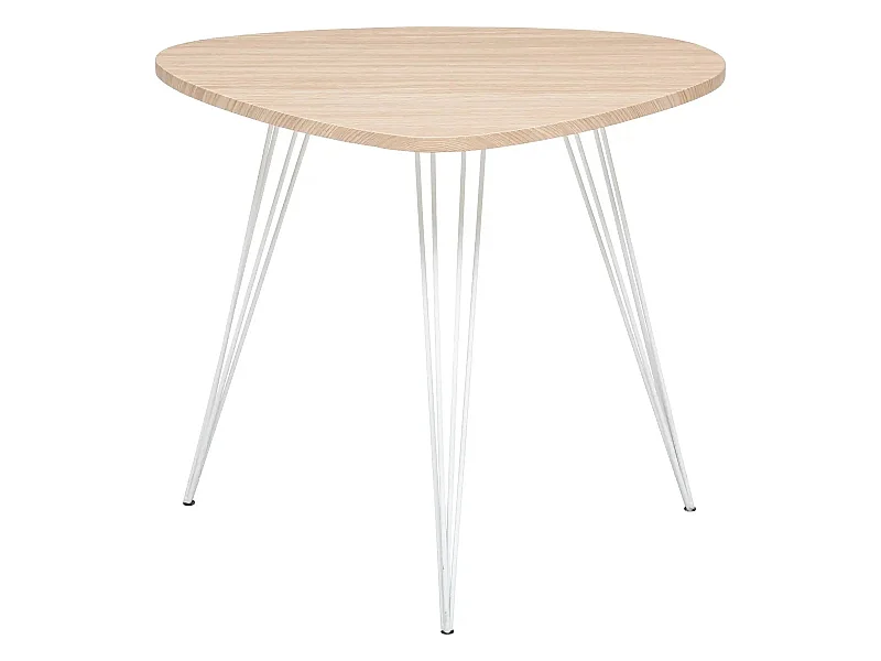 Table basse en bois coloris chêne clair et métal blanc  - L. 69  x P. 54 x H. 60  cm
