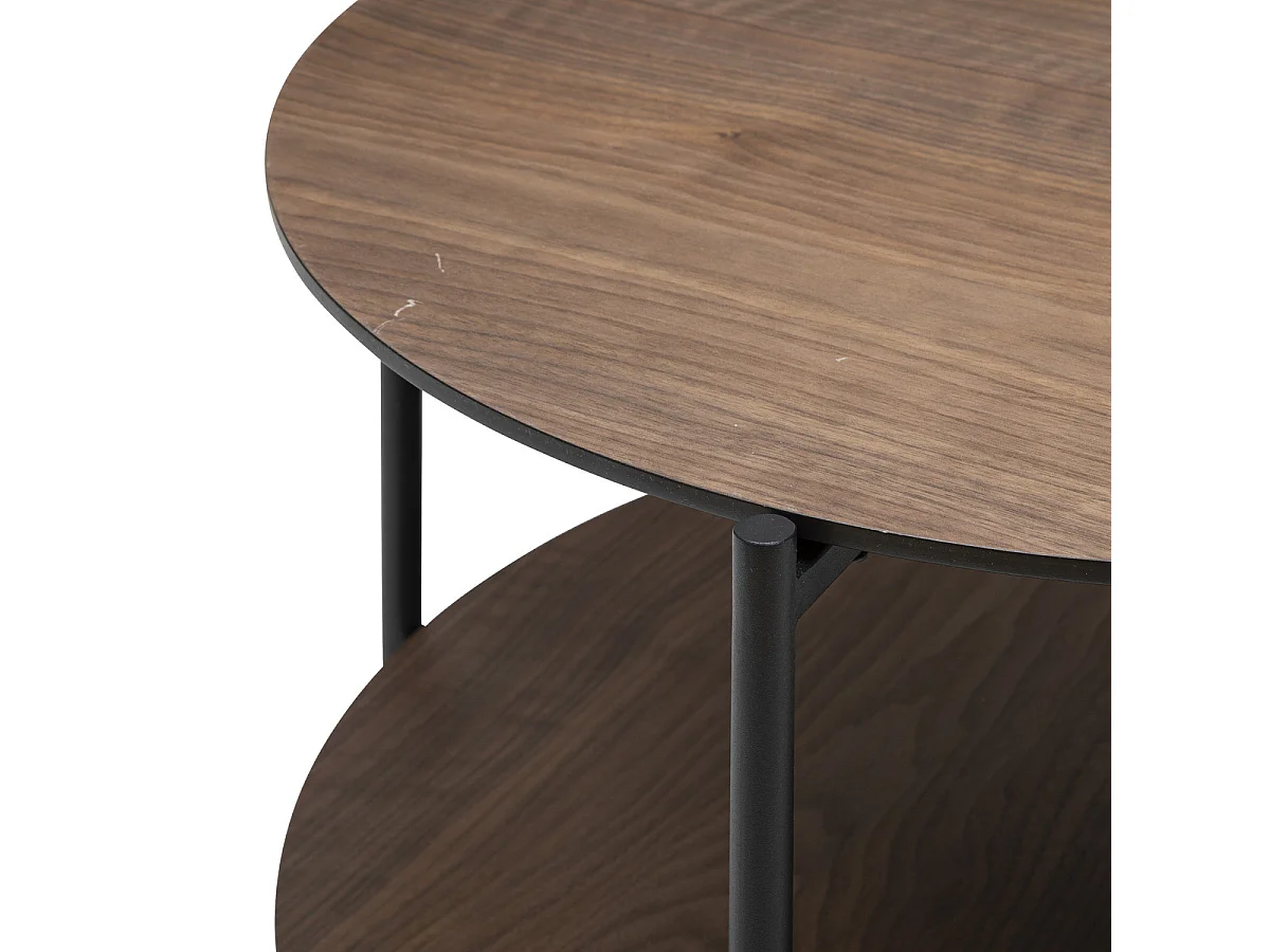 Table basse ronde en bois  naturel et métal - diamètre 63,20 x Hauteur 52  cm