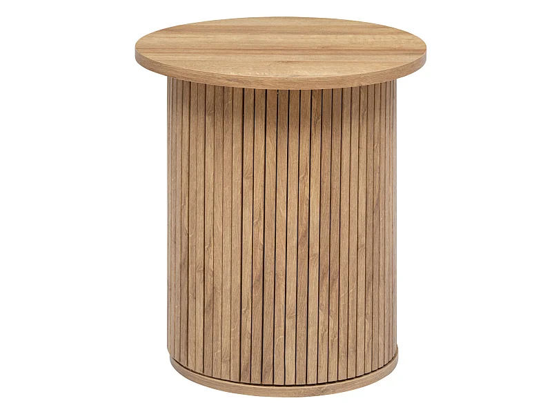 Table à café ronde en placage effet bois coloris naturel - Diamètre 45  x Hauteur 50   cm