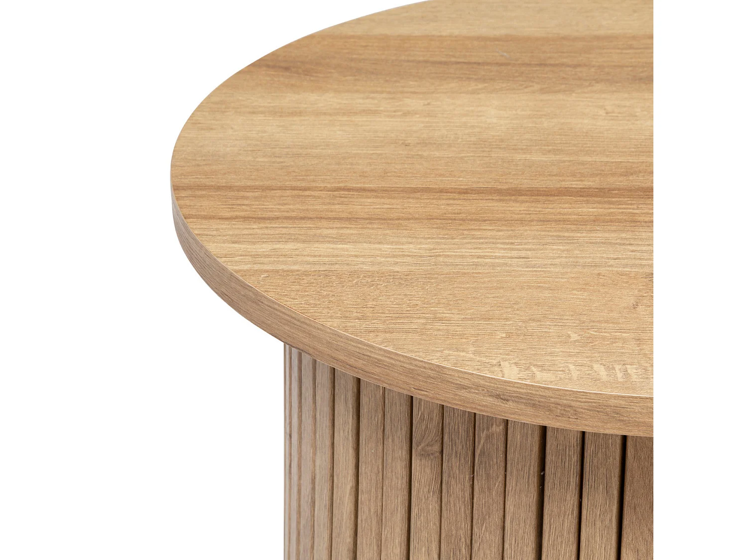 Table à café ronde en placage effet bois coloris naturel - Diamètre 45  x Hauteur 50   cm