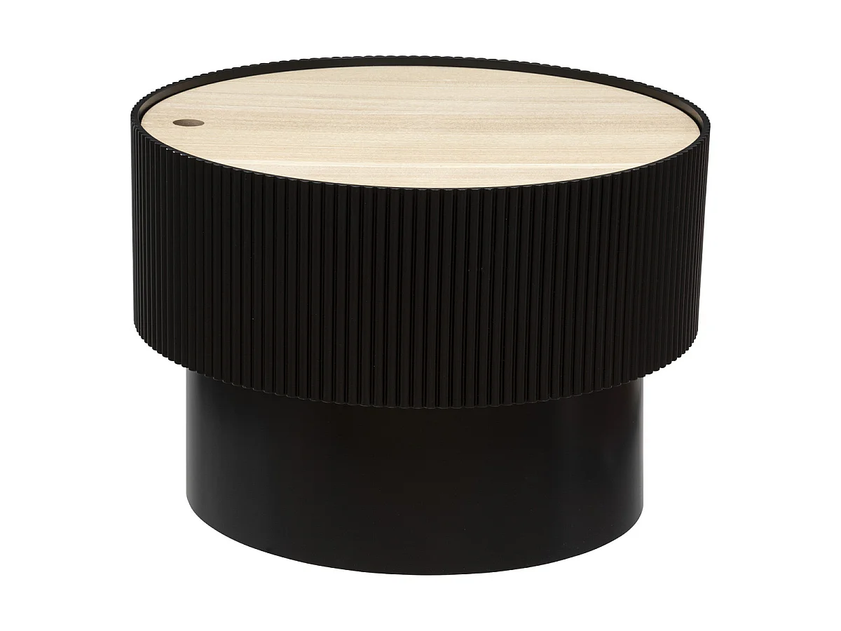 Table basse ronde avec couvercle en bois MDF coloris noir  - diamètre 55  x Hauteur 38  cm
