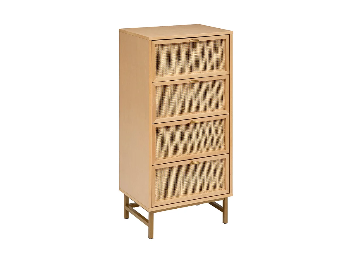 Chiffonnier avec 4 tiroirs en MDF coloris Marron  - L. 55  x P. 38,5  x H. 103  cm