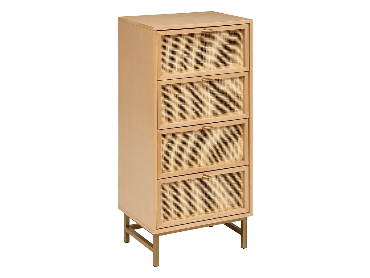 Chiffonnier avec 4 tiroirs en MDF coloris Marron  - L. 55  x P. 38,5  x H. 103  cm