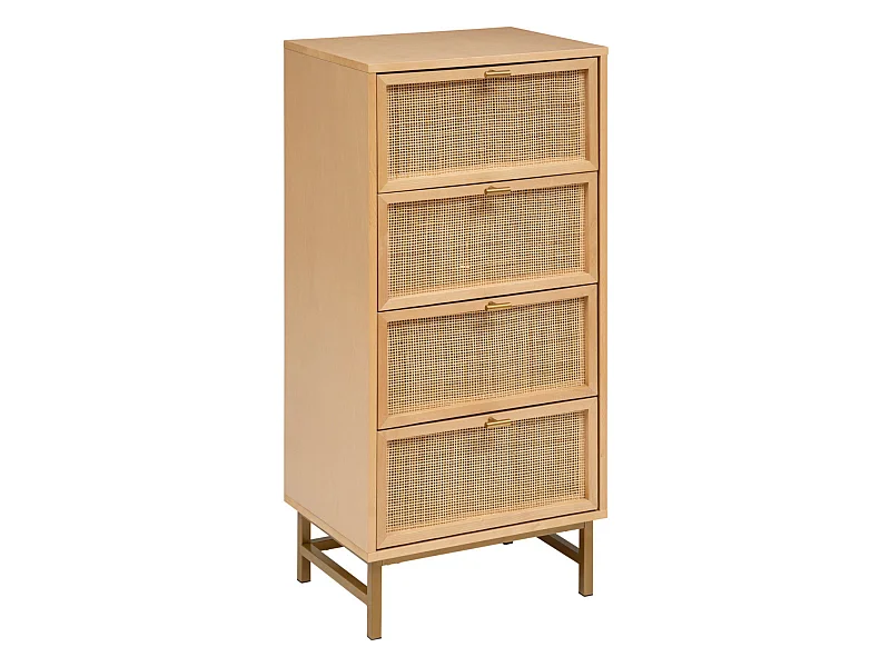 Chiffonnier avec 4 tiroirs en MDF coloris Marron  - L. 55  x P. 38,5  x H. 103  cm