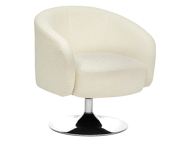 Fauteuil de salon en velours coloris blanc  - longueur 65 x Profondeur 66 x Hauteur 73  cm
