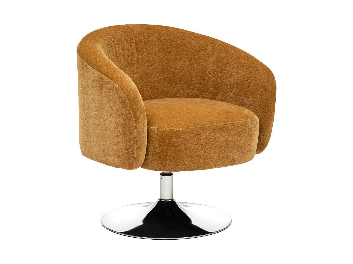 Fauteuil de salon en velours coloris Ocre - longueur 65 x Profondeur 66 x Hauteur 73  cm