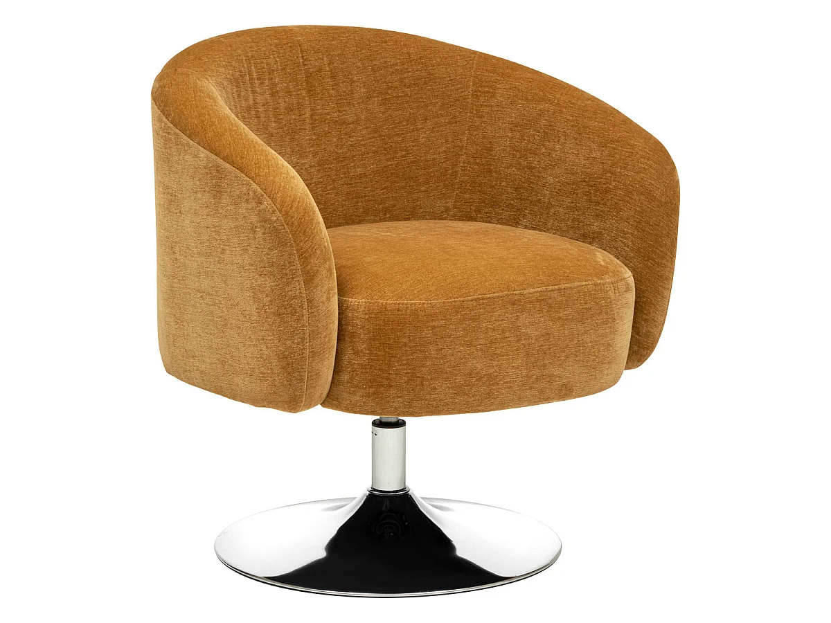 Fauteuil de salon en velours coloris Ocre - longueur 65 x Profondeur 66 x Hauteur 73  cm