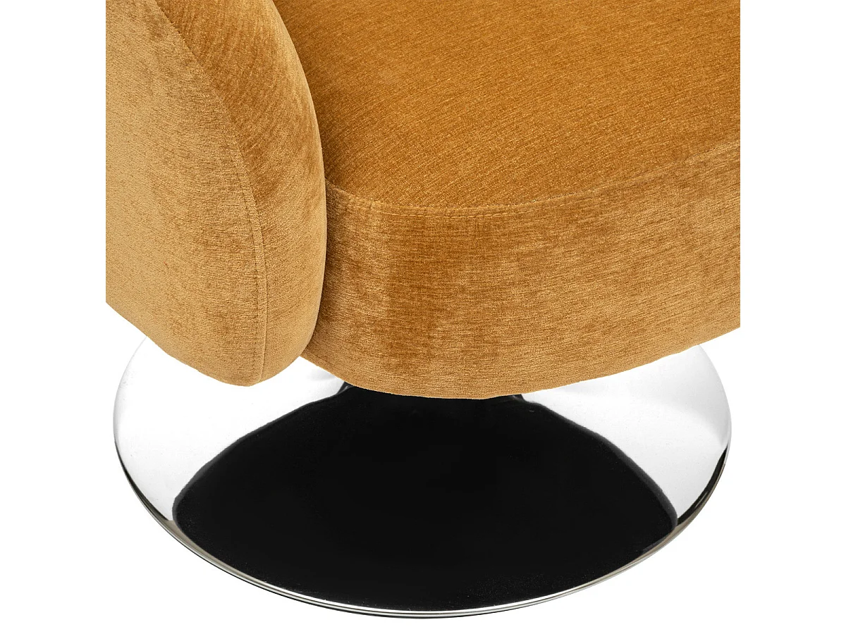 Fauteuil de salon en velours coloris Ocre - longueur 65 x Profondeur 66 x Hauteur 73  cm