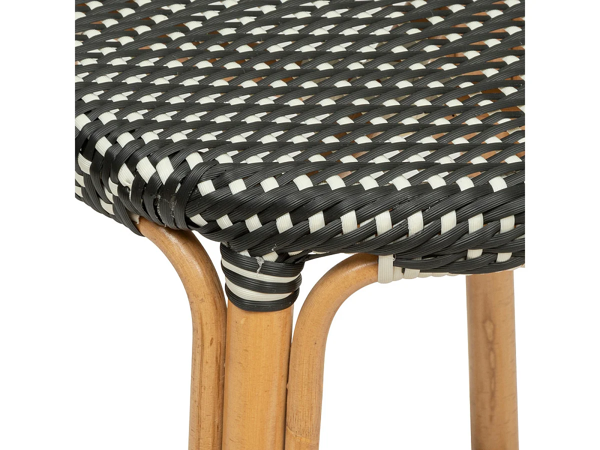 Tabouret de bar en bois de rotin coloris noir - L. 40  x P. 40  x H. 66  cm