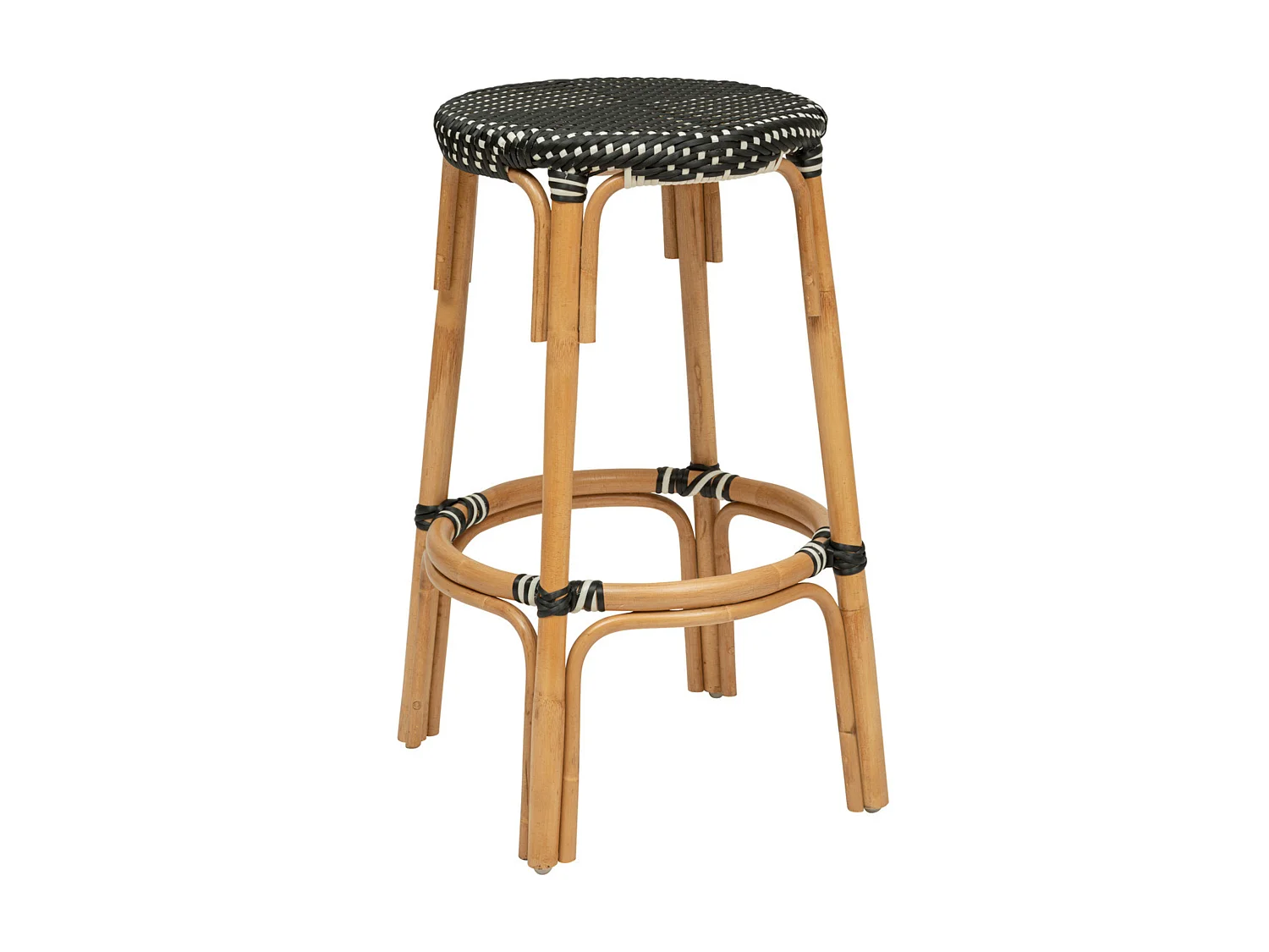 Tabouret de bar en bois de rotin coloris noir - L. 40  x P. 40  x H. 66  cm