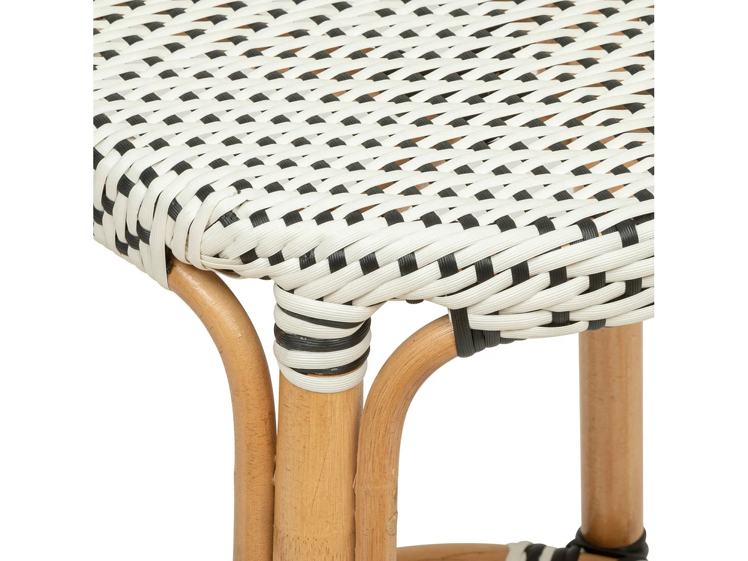 Tabouret de bar en bois de rotin coloris blanc - L. 40  x P. 40  x H. 66  cm