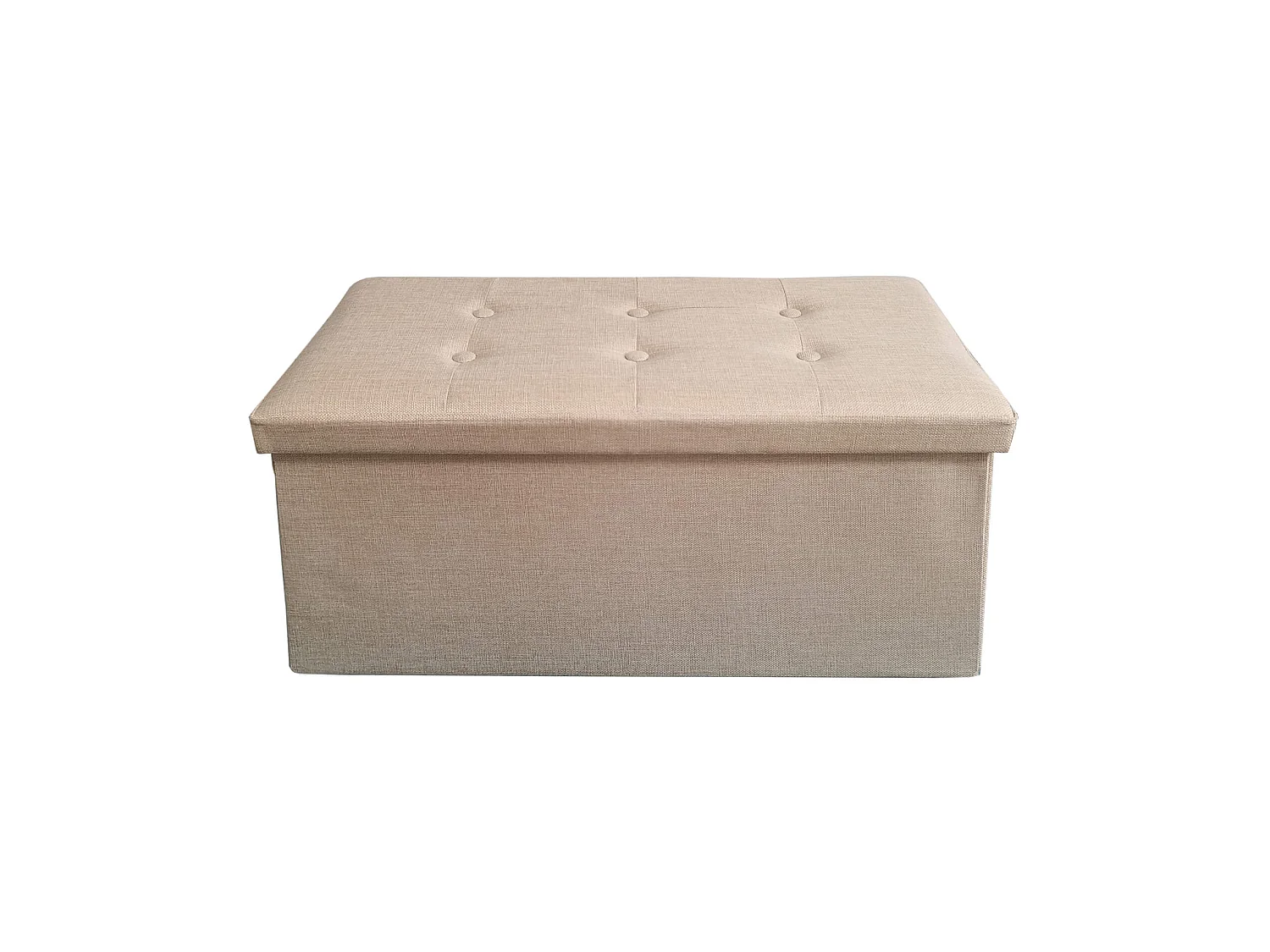 Pouf Contenedor Beige Rectangular con Tapa Reposapiés