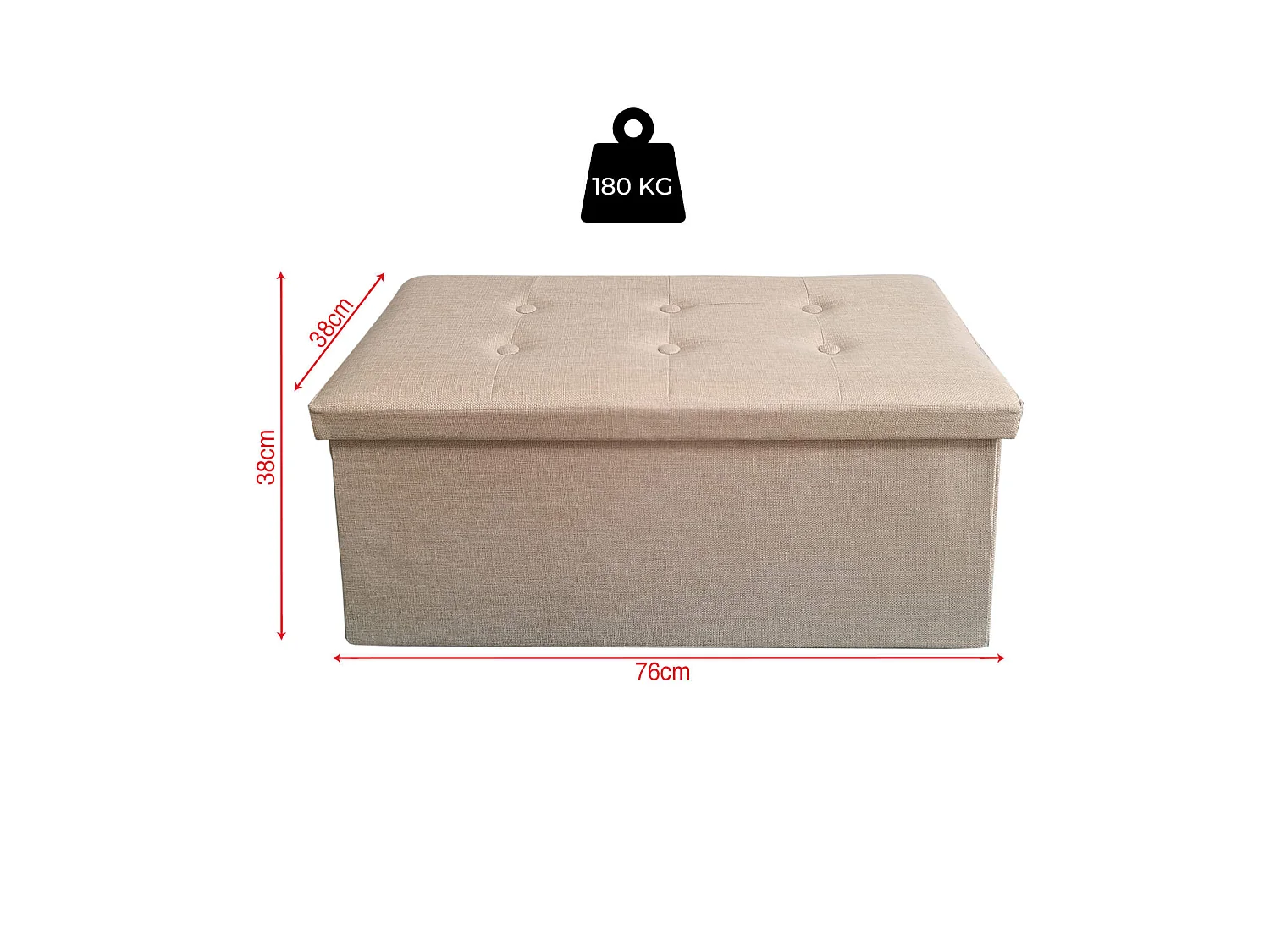 Pouf Contenedor Beige Rectangular con Tapa Reposapiés