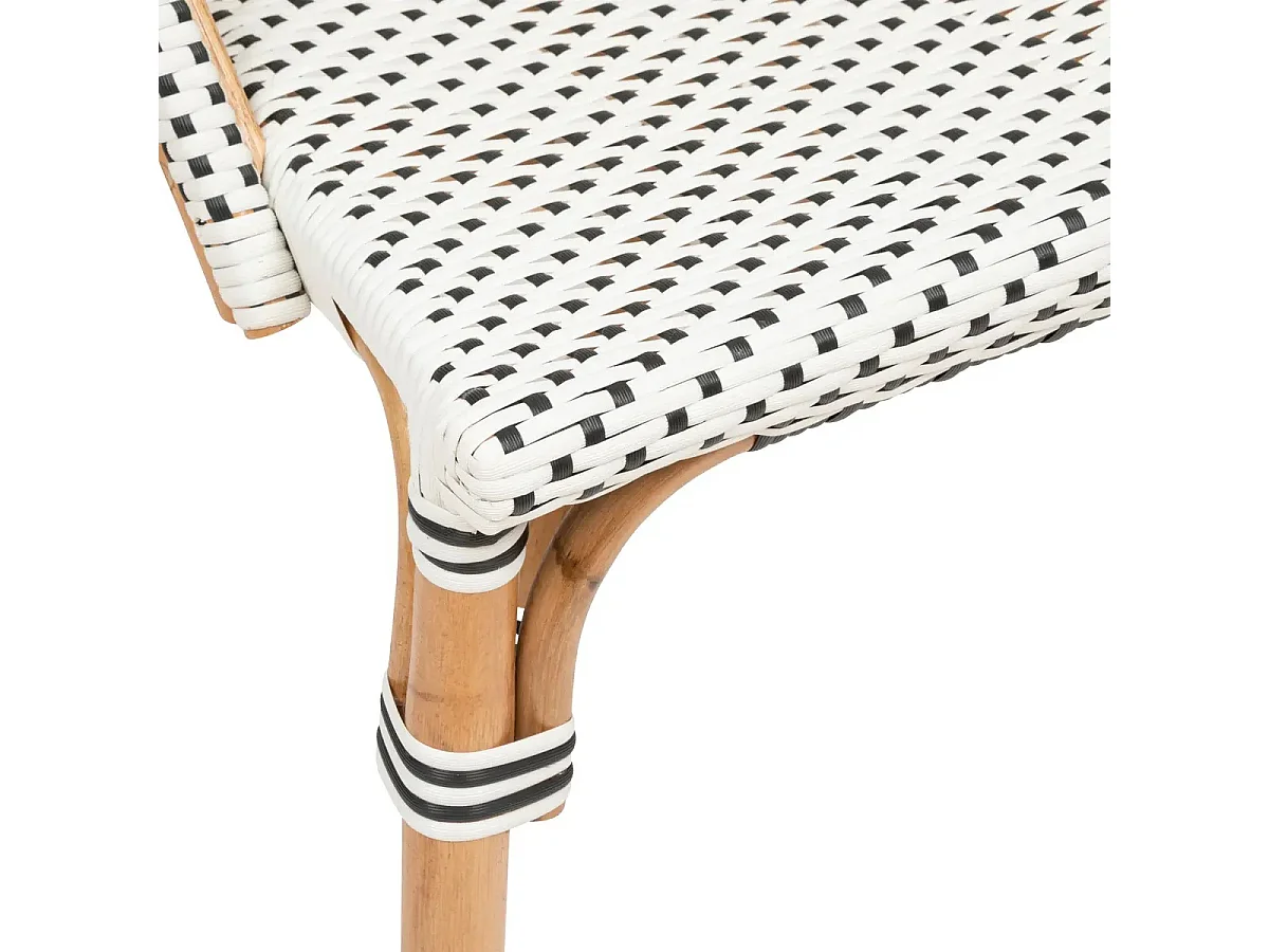 Chaise en bois de rotin coloris Blanc - longueur 48  x Profondeur 56 x Hauteur 84  cm